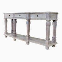 Table console en bois de manguier massif de haute qualité au meilleur prix, idéale pour l'entrée, avec finition blanche vieillie