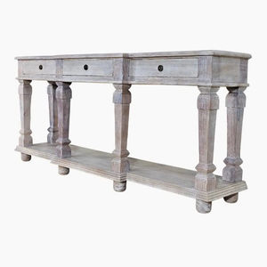 Table console en bois de manguier massif de haute qualité au meilleur prix, idéale pour l'entrée, avec finition blanche vieillie - Product Image 4