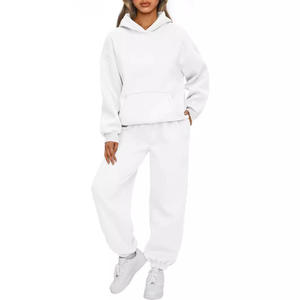 Ensemble décontracté deux pièces pour femme, style vintage 2026, brodé, avec col à capuche et boutons, pantalon de sport, automne-hiver - Product Image 2