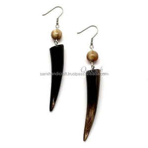 Boucles d'oreilles créoles en corne de buffle de luxe bijoux élégants polis légers Boucles d'oreilles lustre en corne de boeuf pour femmes filles Bijoux - Product Image 3