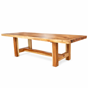 Table de salle à manger en bois de Suar massif naturel de haute qualité, style mid-century moderne et contemporain, plateau en dalle, au meilleur prix - Product Image 5