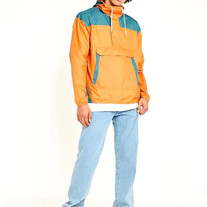 Wholesale Price Men's Custom Hooded Windbreaker <b>Jacket</b> with Front Logo Solid Color Waterproof & Breathable - Product Image 5