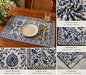 Ensemble de sets de table floraux bohèmes, sets de table en coton de haute qualité pour table à manger, chef-d'œuvre fait main, vaisselle lavable - Product Image 4