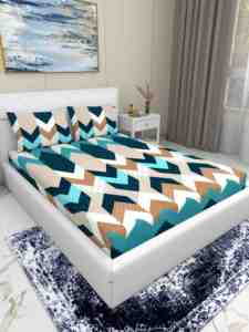 Drap de lit de haute qualité, bleu, motif uni, moderne, durable, écologique, toutes saisons, tissu microfibre 118 GSM, doux et confortable - Product Image 1