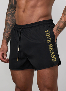 Shorts pour hommes personnalisés OEM noirs de haute qualité pour l'été – Respirants, séchage rapide, coton écologique, cordon de serrage, confort décontracté - Product Image 3