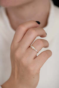 Women's 14K Gold Tapered Triangle CUT Diamond <b>Ring</b> Minimalist Style IGI Certified Engagement <b>Ring</b> - Product Image 3