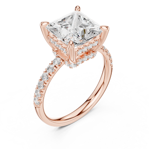 Bague de fiançailles Art Déco en moissanite de laboratoire taille princesse, en acier inoxydable, avec double accent, unisexe, bijoux de mariée étincelants - Product Image 4
