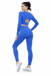 Ensemble de vêtements de sport pour femmes avec logo personnalisé, 2 pièces, respirant, pour la salle de sport, le fitness, le yoga, couleur unie, vêtements de sport - Product Image 3