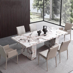 Table à manger en marbre très demandée, personnalisable, en pierre naturelle, de forme rectangulaire, pour la maison, la villa et l'hôtel - Product Image 4