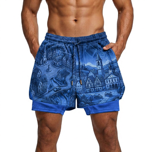 Custom All-Over Print Men's <b>Running</b> <b>Shorts</b> 2-in-1 Compression <b>Liner</b> Eco-Friendly Quick Dry Breathable Mesh Fabric Heat-Transfer - Product Image 4