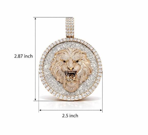 Collar con Colgante de Cabeza de León de Moissanita de Lujo, Medallón Redondo de Oro Rosa, Amuleto Iced Out, Joyería Hip Hop, Regalo - Product Image 4