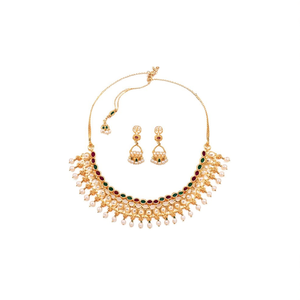 Gold Plated Pearl <b>Bridal</b> <b>Necklace</b> <b>and</b> <b>Earring</b> <b>Set</b> - Product Image 2