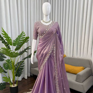 Collection de saris en soie brodée Fendy, spéciale mariage de luxe - Product Image 1