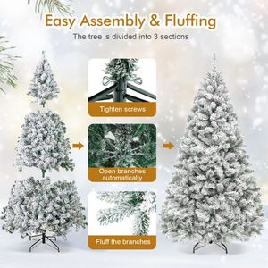 Albero di Natale innevato non illuminato da 2,3 m per decorazioni natalizie festive - Product Image 4