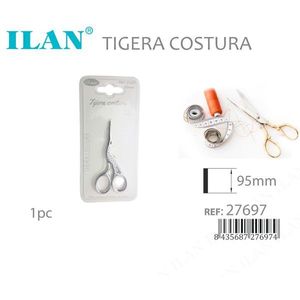 Ciseaux à coudre Ilan Tigera Costura 95 mm argentés pour broderie et couture - Product Image 3