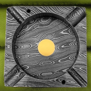Custom Design Damascus Steel <b>Ashtray</b> Luxury Metal Smoking <b>Ashtray</b> with Unique Layered Pattern Durable Gift for Men Smokers - Product Image 1