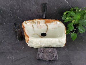Vasque de salle de bain de luxe en onyx vert afghan brut de forme moderne pour revêtement mural et usage en cuisine – Fournisseur et exportateur en gros - Product Image 1