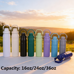 Botella de Agua Clásica de Acero Inoxidable con Aislamiento al Vacío, Ecológica, con Asa y Tapa Antiderrames, Vaso de Viaje - Product Image 2