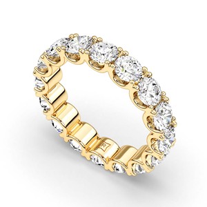 Anillo de Diamante Cultivado en Laboratorio de Primera Calidad, Corte Brillante Redondo, Oro Blanco de 10K, 14K, 18K, Banda Pavé, Joyería Fina, Regalo para Mujer - Product Image 3