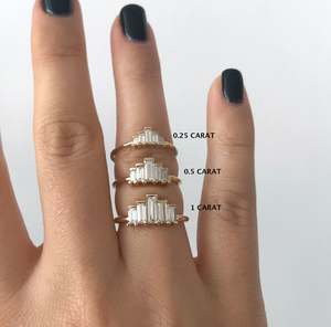 Anillo de compromiso de oro macizo de 14 quilates con diamante de corte esmeralda para mujer, estilo clásico, piedra cultivada en laboratorio con certificación IGI - Product Image 4