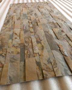 แผ่นหินชนวน DIY หนา 2-5 มม. แผ่นตกแต่งผนังธรรมชาติ ขนาด 15x60 ซม. และ 30x60 ซม. รูปทรงบล็อก - Product Image 1