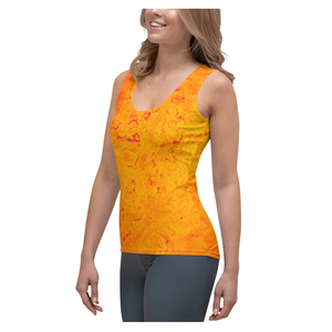 Women's Summer Orange Tie Dye Tank <b>Top</b> Sublimation Printed Breathable Polyester Casual Fitness Wear O-Neck Style - Product Image 4