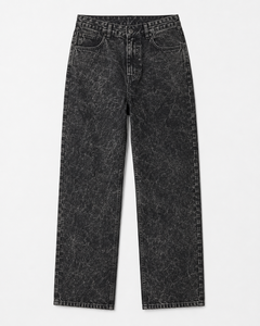 Vaqueros de mezclilla con lavado ácido oscuro, estilo vintage, holgados, informales, de algodón, de cintura media, pantalones de invierno para hombre y mujer OEM ODM - Product Image 3