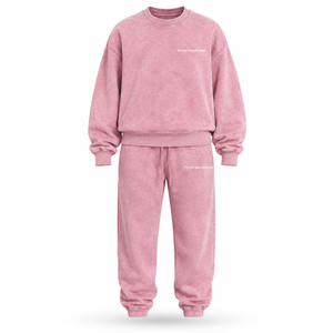 Conjunto Deportivo Vintage de Talla Grande para Otoño-Invierno 2026, Lavado Ácido, Personalizado con Bordado y Encaje, 100% Algodón Felpa - Product Image 3