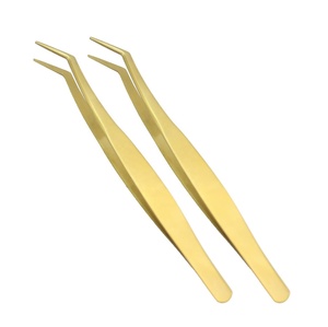 Pinzas de extensión de pestañas de acero inoxidable con logotipo personalizado Pinzas de pestañas esenciales de belleza con etiqueta privada - Product Image 1