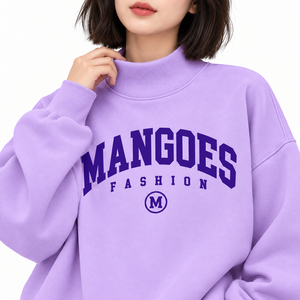 Sudadera Oversize de Cuello Alto para Mujer con Estampado de Hojas, Manga Larga, Tejida, Suave, Informal, Top de Otoño, Ropa Urbana - Product Image 2