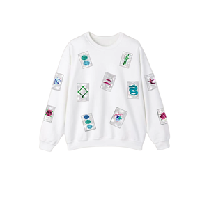 Sweat-shirt à col rond en coton de haute qualité pour femmes, surdimensionné, brodé, vêtements décontractés pour l'automne/l'hiver - Product Image 1