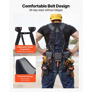 22-Pocket Heavy Duty Adjustable Tool Belt Pouch <b>Suspenders</b> for <b>Men</b> Electrician Carpenter Construction Work Apron Organizer Waist - Product Image 4