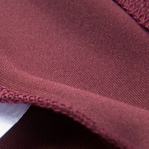 Ensemble de survêtement bordeaux pour homme, manches longues, fermeture éclair, col montant, couleur unie, respirant, en tissu polyester, en vente - Product Image 4