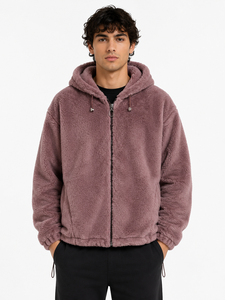 Chaqueta Premium para Hombre con Capucha de Felpa Sherpa, Cierre Completo, Sudadera Suave Tipo Teddy, Abrigo Cálido de Invierno, Chaqueta Casual Cómoda de Manga Larga - Product Image 1