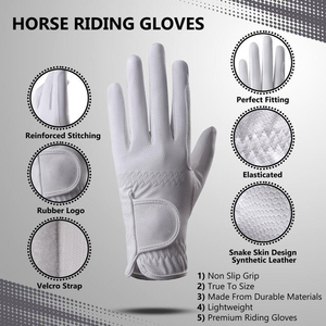 Gants d'équitation unisexes en PU bleus à doigts complets, à fermeture facile, compatibles écran tactile, pour l'extérieur, été, livraison rapide - Product Image 4