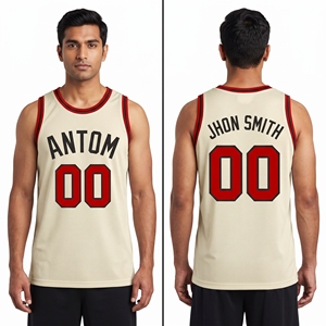 Custom New Retro Basketball Jersey <b>Red</b> Black Trim <b>Mesh</b> Breathable Team Uniform Quick Dry Sportswear Men Name Number OEM ODM - Product Image 1