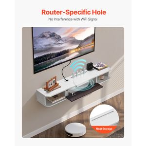 Mobile TV Moderno 47 Pollici Sospeso a Parete con Centro Intrattenimento, Foro Cavi, Melaminico, Ripiano TV Sospeso, Mobile Contenitore - Product Image 3