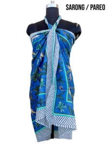 Sarong Indio Hecho a Mano para Mujer, Moderno, de Algodón Blanco con Estampado Floral, de Secado Rápido y Transpirable, para el Verano - Product Image 3