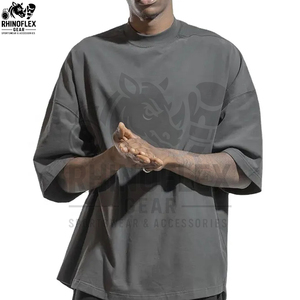 T-shirts en jersey de coton de haute qualité pour hommes, coupe ample, avec impression de logo personnalisée, couleur unie, service OEM, grandes tailles - Product Image 3