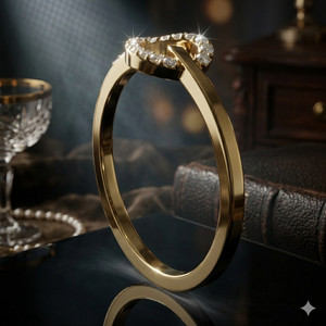 Anillo de Oro Amarillo de Lujo con Nudo Infinito y Pavé, Elegante Anillo Apilable para Promesa de Boda o Aniversario para Mujer, Joyería de Moda - Product Image 1