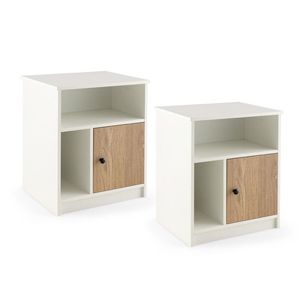 2 comodini alti da 25 pollici con anta e 2 ripiani aperti - Product Image 1