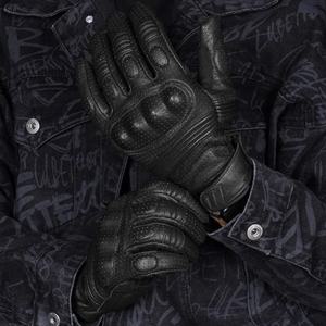 Nouveaux gants de moto unisexes en cuir véritable, compatibles écran tactile, perforés, respirants, antidérapants, coupe-vent, à doigts entiers - Product Image 4