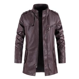 Veste en cuir polaire épais d'hiver pour hommes manteau d'extérieur long imperméable caractéristique mode décontracté Vintage vêtements en stock disponible - Product Image 5