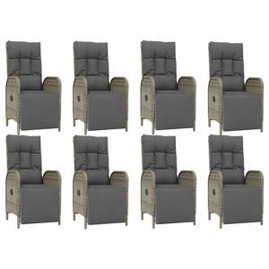 Ensemble de salle à manger de jardin en rotin PE gris et acier thermolaqué avec verre trempé pour repas en plein air - Product Image 4