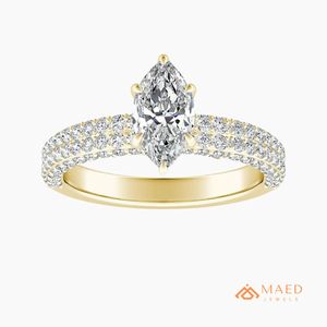 แหวนมอยซาไนต์ทรงลูกแพร์สีทอง เครื่องประดับหมั้นสำหรับผู้หญิง สไตล์นิวยอร์ก หรูหรา แฟชั่น ของขวัญสุดพิเศษ - Product Image 1