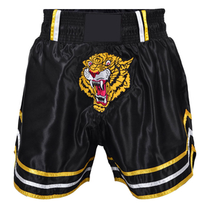 กางเกงมวยไทยปักโลโก้ตามสั่งสำหรับกีฬาฤดูร้อนรุ่นใหม่ สีพื้น สำหรับ MMA และศิลปะการต่อสู้ ราคาขายส่ง - Product Image 1