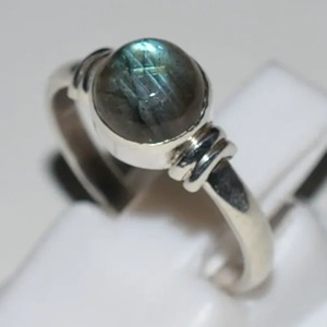 <b>Labradorite</b> <b>Ring</b> 925 Sterling Silver Handmade Boho Statement Promise Jewelry for Women Natural Round Shape Gemstone Jewelry - Product Image 1