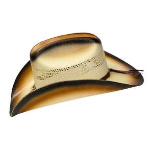 Chapeau de cowboy western bicolore vieilli style vintage en feutre à large bord avec bande décorative cloutée Fabricant sur mesure - Product Image 5