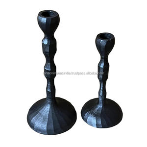 Portavelas de latón de diseño único con acabado negro, perfecto para fiestas, bodas y decoración de eventos a precios asequibles - Product Image 2