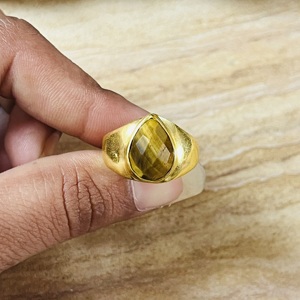 2026 Modern Style Men's Tiger Eye Bold <b>Ring</b> 18k Gold Plated Brass Vintage <b>Ring</b> <b>Statement</b> Wholesale Latest Hot Selling <b>Ring</b> - Product Image 4